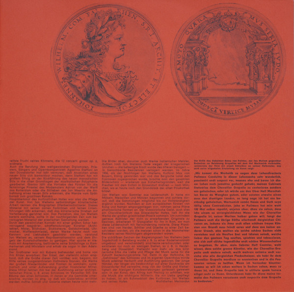Cover zu Agostino Steffani, Arcangelo Corelli, Johann Schenk, Johann Hugo Von Wilderer - Düsseldorf (Am Hofe Jan Wellems) | 1971 | Vinyl | Classical | Germany