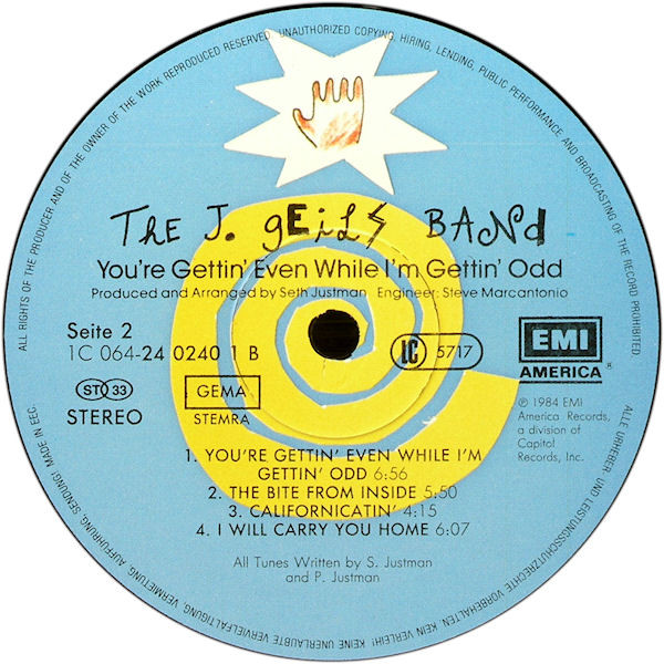 Cover zu The J. Geils Band - You're Gettin' Even While I'm Gettin' Odd | 1984 | Vinyl | Rock | Europe Schallplatten Ankauf