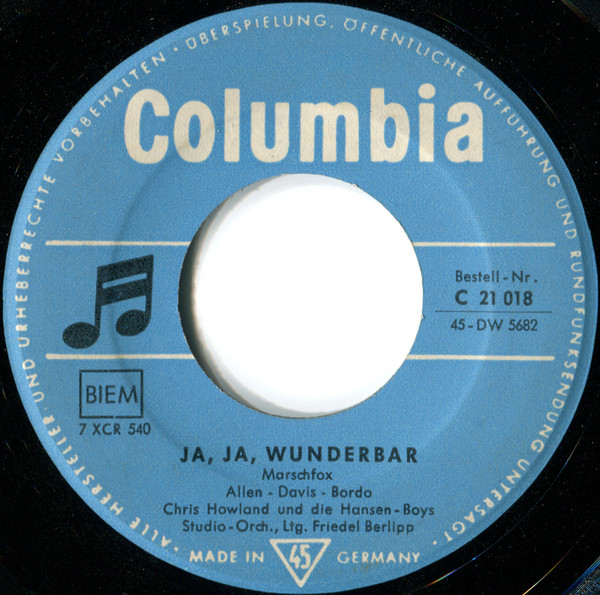 Cover zu Chris Howland - Verboten | 1958 | Vinyl | Pop | Germany Schallplatten Ankauf