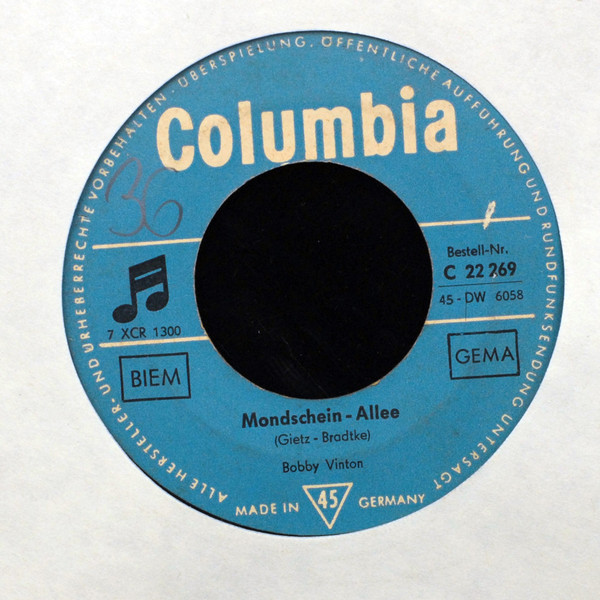 Cover zu Bobby Vinton - Re-Re-Regen Fällt / Mondschein - Allee | 1962 | Vinyl | Pop | Germany