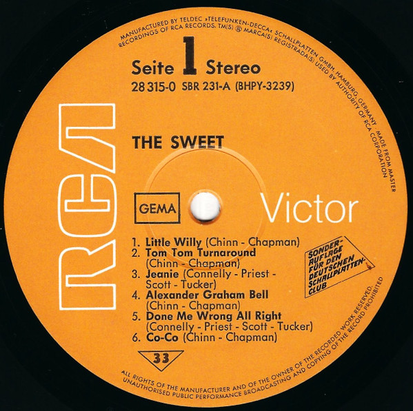 Cover zu The Sweet - The Sweet | 1972 | Vinyl, LP, Compilation, Club Edition, Stereo | Rock | Germany