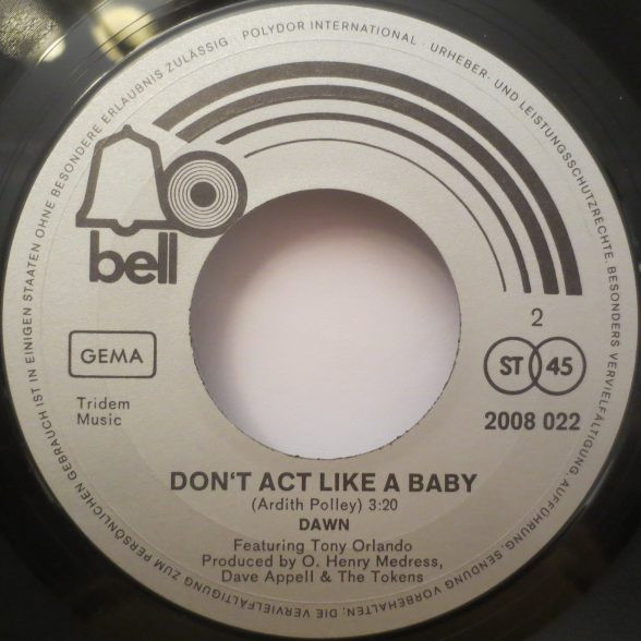 Cover zu Dawn (5) - Runaway/Happy Together / Don't Act Like A Baby | 1972 | Vinyl | Rock, Pop | Germany Schallplatten Ankauf