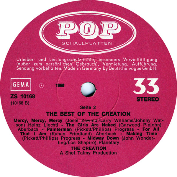 Cover zu The Creation (2) - The Best Of The Creation | 1968 | Vinyl | Rock | Germany Schallplatten Ankauf