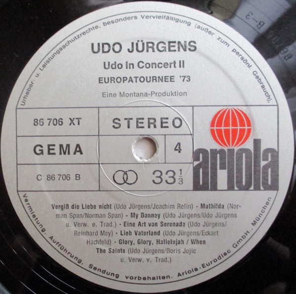 Cover zu Udo Jürgens - Udo In Concert - Europatournee '73 | 1973 | Vinyl, LP, Album, Stereo | Jazz, Pop | Germany