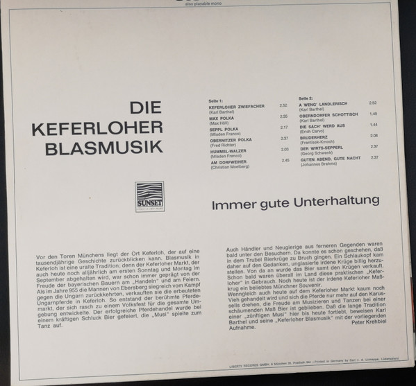 Cover zu Die Keferloher Musikanten - Die Keferloher Blasmusik | Vinyl | Brass & Military | Germany