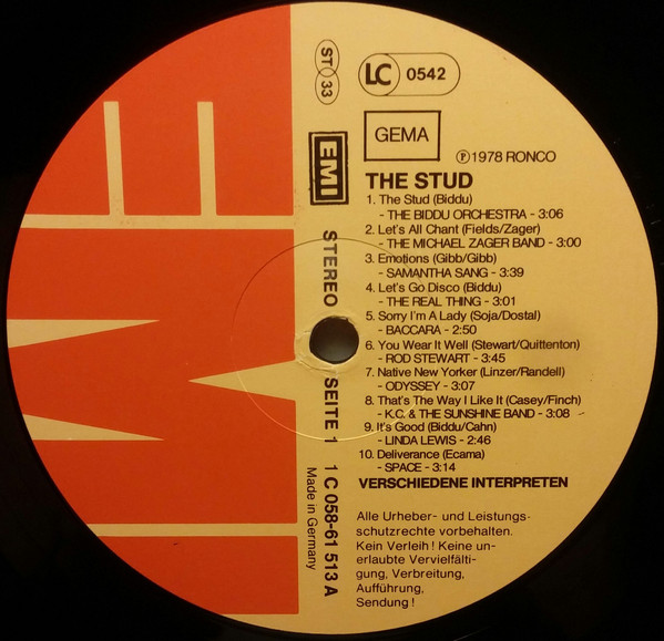 Cover zu Various - The Stud | 1978 | Vinyl | Rock, Funk / Soul, Pop, Stage & Screen | Germany
