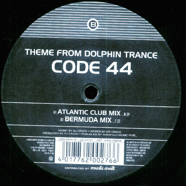 Cover zu Code-44 - Theme From Dolphin Trance | 1999 | Vinyl | Electronic | Germany Schallplatten Ankauf