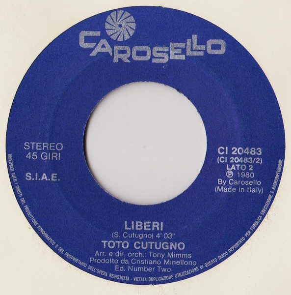 Cover zu Toto Cutugno - Solo Noi | 1980 | Vinyl | Pop | Italy