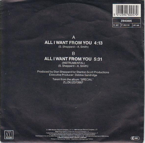 Cover zu The Temptations - All I Want From You | 1989 | Vinyl | Funk / Soul | Europe