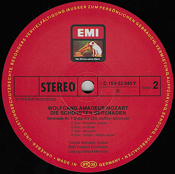 Cover zu Wolfgang Amadeus Mozart - Herbert Von Karajan, Berliner Philharmoniker · Fritz Lehan, Consortium Musicum (2) · Yehudi Menuhin, Bath Festival Orchestra - Die Schönsten Serenaden | 1978