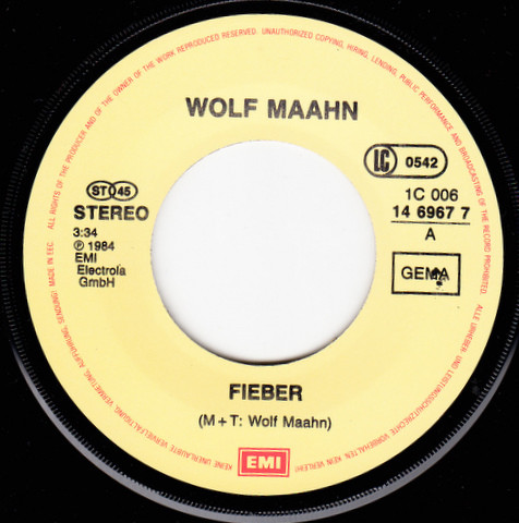 Cover zu Wolf Maahn - Fieber | 1984 | Vinyl | Rock, Pop | Germany