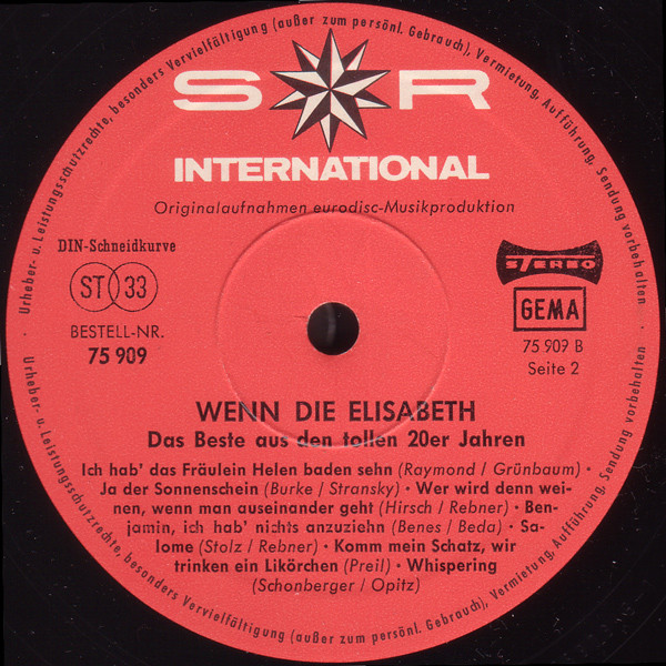 Cover zu Various - Wenn Die Elisabeth..... Das Beste Aus Den Tollen 20er Jahren | Vinyl | Jazz, Pop | Germany Schallplatten Ankauf