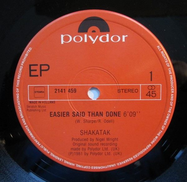 Cover zu Shakatak - Easier Said Than Done (Special Mix Long Version) | 1981 | Vinyl | Funk / Soul | Netherlands