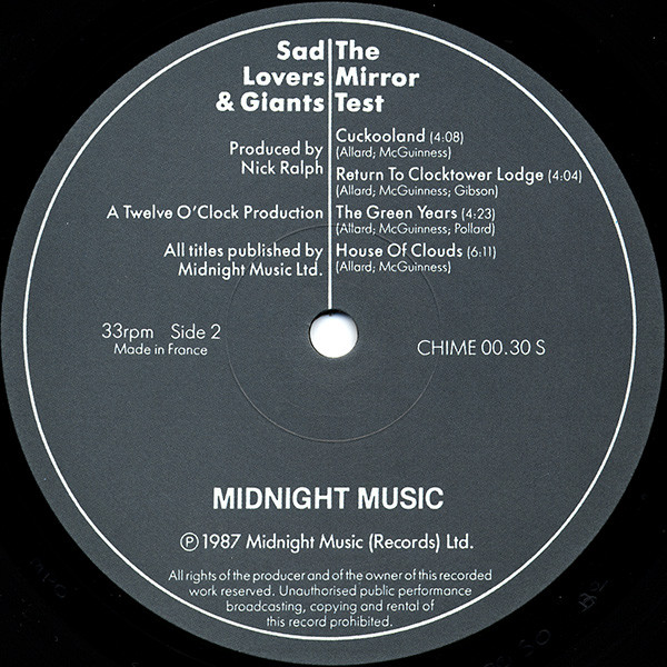 Cover zu Sad Lovers And Giants - The Mirror Test | 1987 | Vinyl, LP, Album | Rock | UK Schallplatten Ankauf