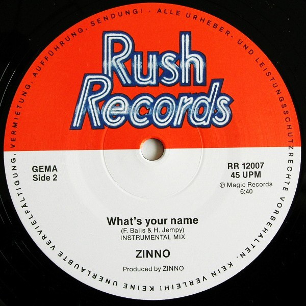 Cover zu Zinno - What's Your Name (Theme From Dr. No) | 1985 | Vinyl | Electronic | Germany Schallplatten Ankauf