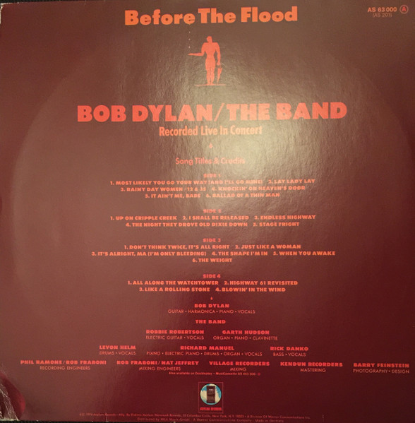 Cover zu Bob Dylan / The Band - Before The Flood | 1977 | Vinyl, LP, Album, Reissue | Rock | Germany Schallplatten Ankauf