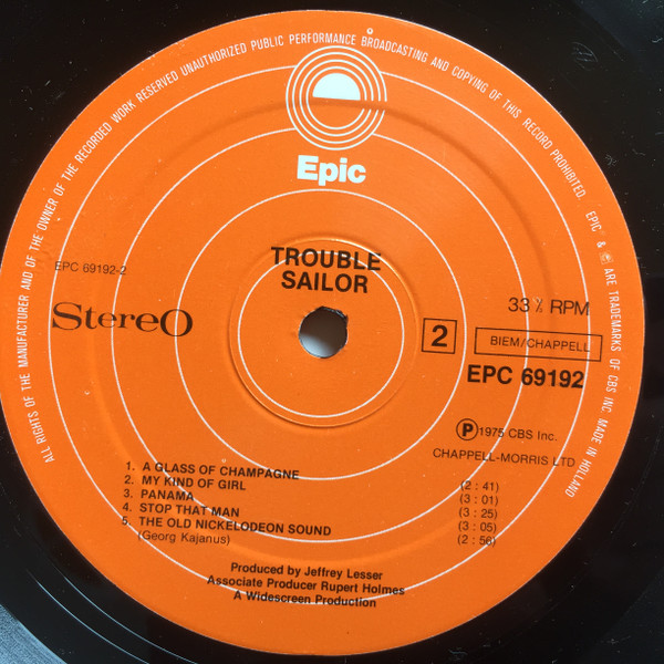 Cover zu Sailor - Trouble | 1975 | Vinyl, LP, Album, Stereo | Rock, Pop | Europe