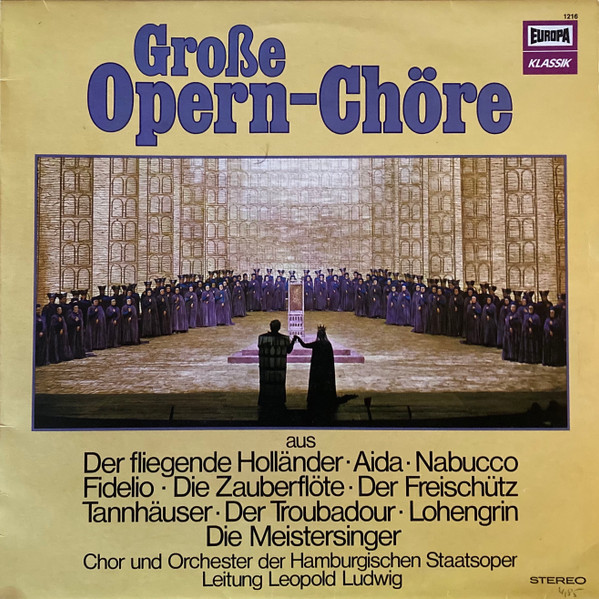 Cover zu Chor Der Hamburgischen Staatsoper Und Orchester Der Staatsoper Hamburg Leitung Leopold Ludwig - Große Opern-Chöre | 1975 | Vinyl | Classical | Germany Schallplatten Ankauf