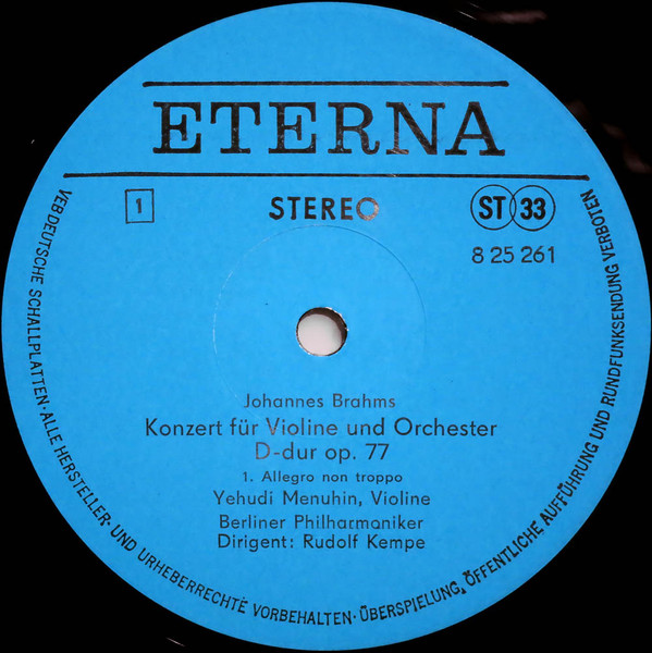 Cover zu Yehudi Menuhin, Johannes Brahms - Menuhin Spielt Brahms (Konzert Für Violine Und Orchester D-dur Op.77) | 1984 | Vinyl, LP, Reissue, Repress, Stereo | Classical