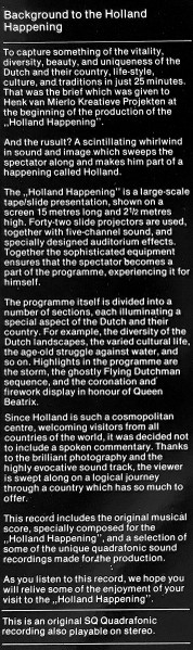 Cover zu Dick Bakker - Holland Happening | 1980 | Vinyl | Stage & Screen | Netherlands