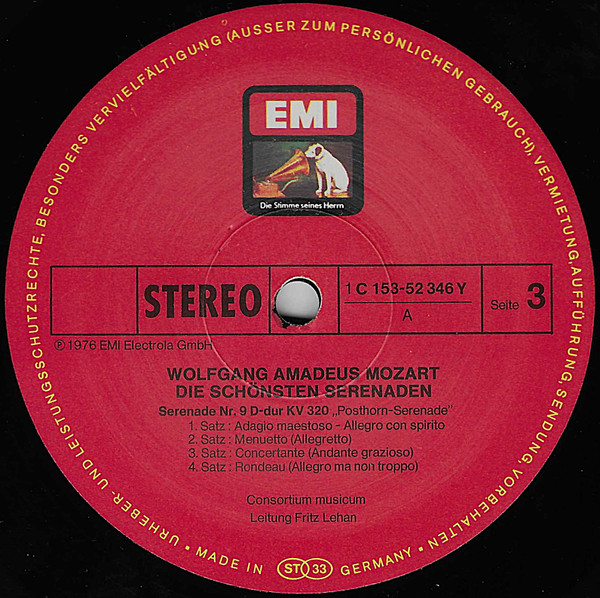 Cover zu Wolfgang Amadeus Mozart - Herbert Von Karajan, Berliner Philharmoniker · Fritz Lehan, Consortium Musicum (2) · Yehudi Menuhin, Bath Festival Orchestra - Die Schönsten Serenaden | 1978