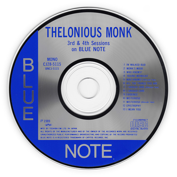 Cover zu Thelonious Monk - 3rd & 4th Session On Blue Note | 1989 | Vinyl | Jazz | Japan
