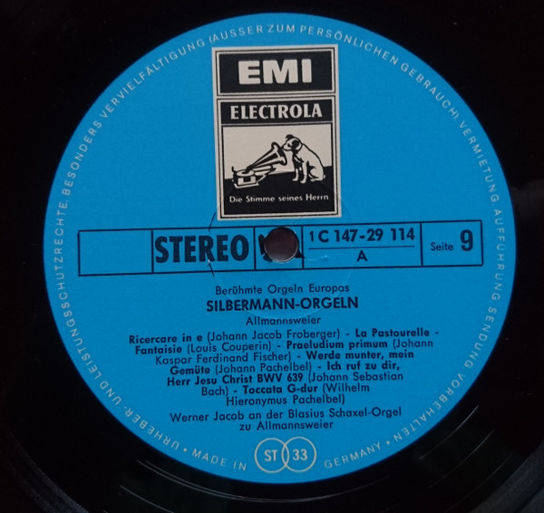 Cover zu Werner Jacob - Silbermann-Orgeln - Berühmte Orgeln Europas | Vinyl | Classical | Germany
