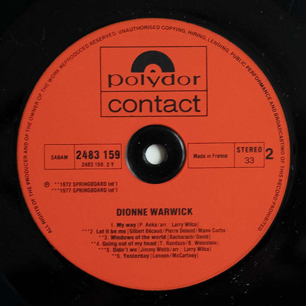 Cover zu Dionne Warwick - Dionne Warwick | Vinyl | Pop | France