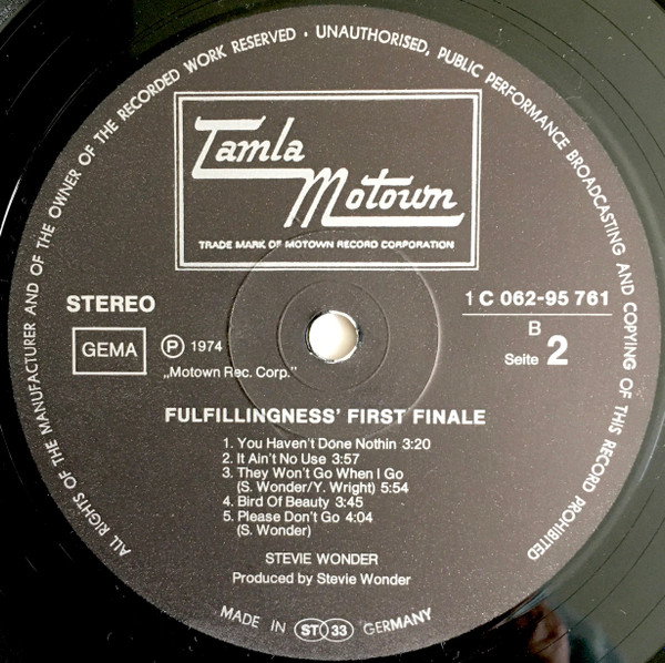 Cover zu Stevie Wonder - Fulfillingness' First Finale | 1974 | Vinyl | Funk / Soul | Germany