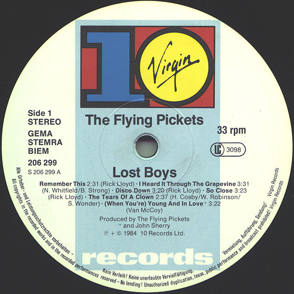Cover zu The Flying Pickets - Lost Boys | 1984 | Vinyl | Pop | Europe Schallplatten Ankauf