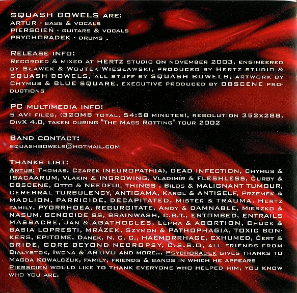 Cover zu Squash Bowels - No Mercy | 2004 | CD, Album, Enhanced | Rock | Czech Republic