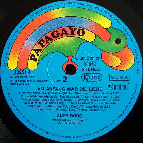 Cover zu Andy Borg - Am Anfang War Die Liebe | 1986 | Vinyl | Pop | Germany