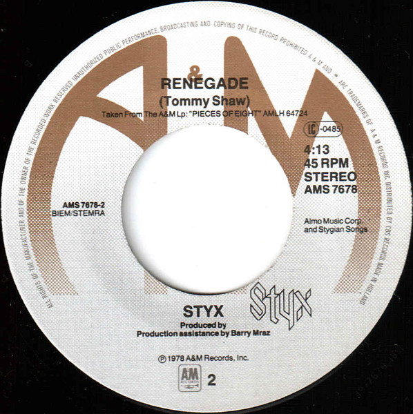 Cover zu Styx - Lights | 1980 | Vinyl, Stereo, 45 RPM, 7