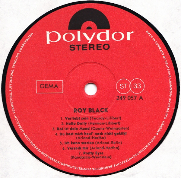 Cover zu Roy Black - Roy Black | 1966 | Vinyl | Pop, Folk, World, & Country | Germany Schallplatten Ankauf
