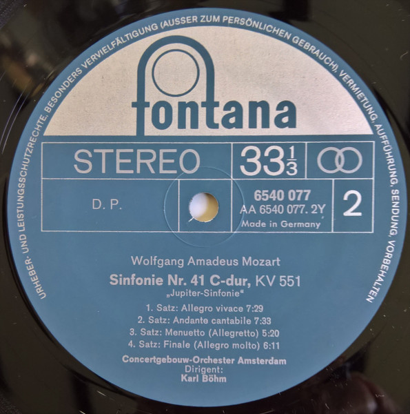 Cover zu Wolfgang Amadeus Mozart - Karl Böhm, Concertgebouworkest - Sinfonie Nr. 40 G-Moll KV 550 / Sinfonie Nr. 41 C-Dur »Jupiter« | Vinyl | Classical | Germany
