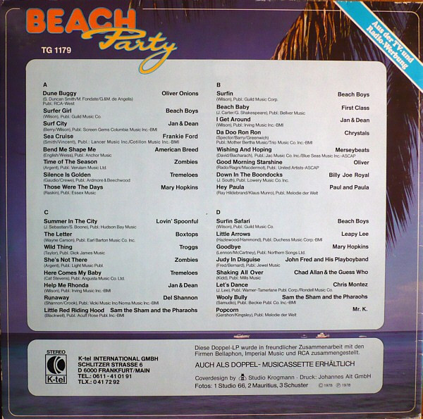 Cover zu Various - Beach Party | 1978 | Vinyl, LP, Compilation | Rock | Germany