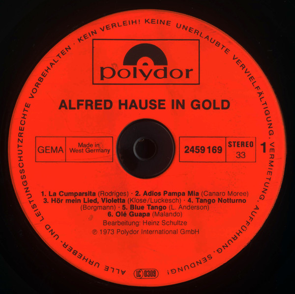 Cover zu Alfred Hause - In Gold | Vinyl, LP, Compilation | Latin | Germany