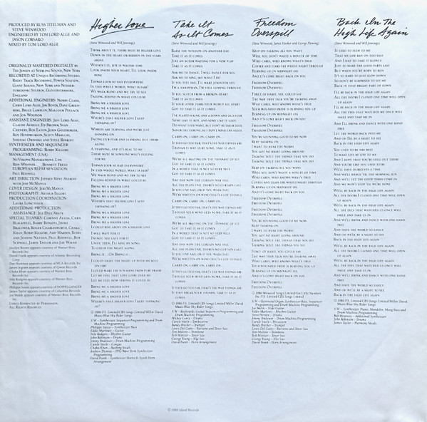 Cover zu Steve Winwood - Back In The High Life | 1986 | Vinyl | Electronic, Rock | Europe