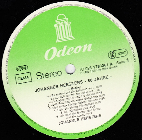 Cover zu Johannes Heesters - 80 Jahre Johannes Heesters | 1983 | Vinyl, LP, Stereo, Compilation | Pop, Classical, Folk, World, & Country | Germany