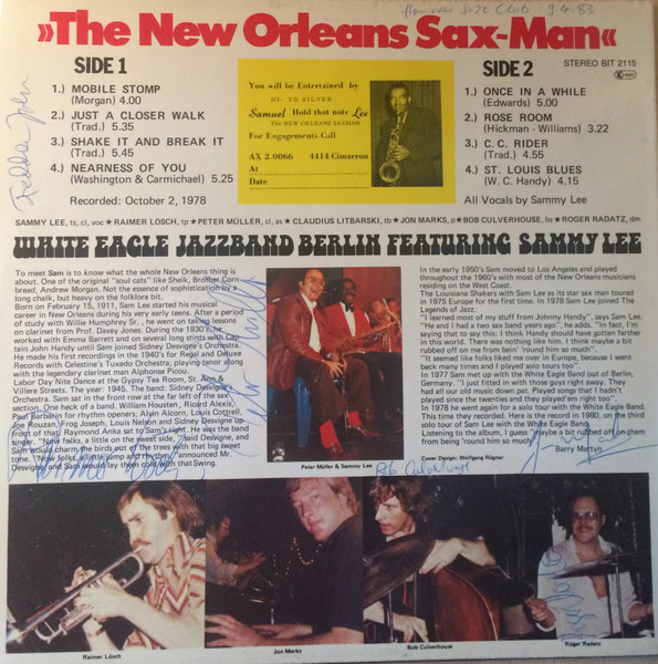 Cover zu White Eagle Jazzband Featuring Sam Lee (5) - The New Orleans Sax-Man | 1980 | Vinyl | Jazz | Germany Schallplatten Ankauf