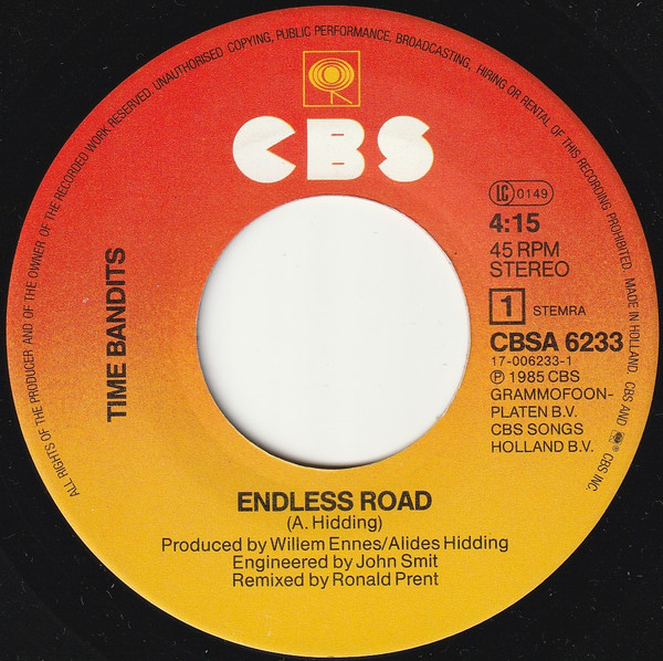 Cover zu Time Bandits - Endless Road (And I Want You To Know My Love) | 1985 | Vinyl | Electronic, Pop | Netherlands