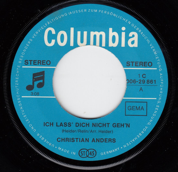 Cover zu Christian Anders - Ich Lass' Dich Nicht Geh'n | 1971 | 7