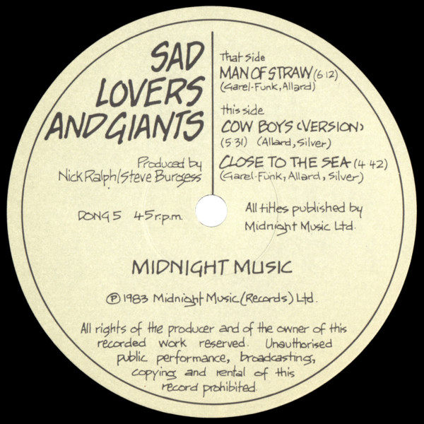 Cover zu Sad Lovers And Giants - Man Of Straw | 1983 | Vinyl, 12