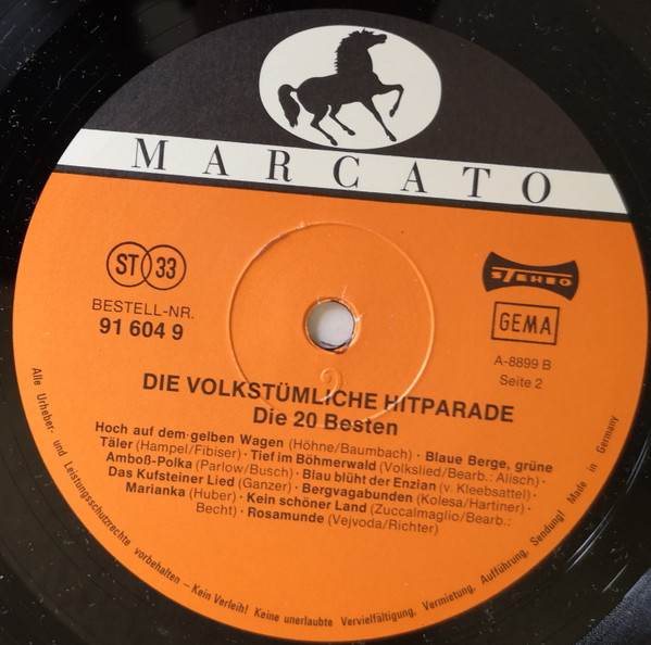 Cover zu Various - Die Volkstümliche Hitparade - Die 20 Besten | 1981 | Vinyl | Pop, Folk, World, & Country | Germany Schallplatten Ankauf