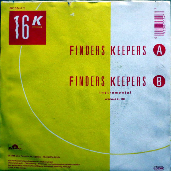 Cover zu 16K - Finders Keepers | 1986 | Vinyl | Electronic | Germany Schallplatten Ankauf