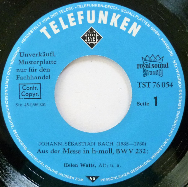 Cover zu Various - Ausschnitte Aus Bach, Messe In H-moll Und Hindemith, Kammermusik Nr. 1, 7 Und 4 | Vinyl | Classical | Germany Schallplatten Ankauf