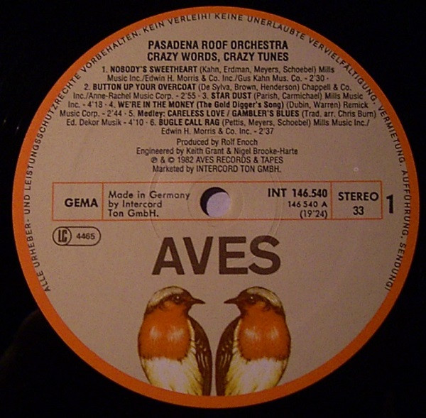 Cover zu The Pasadena Roof Orchestra - Crazy Words, Crazy Tunes | 1982 | Vinyl, LP, Album, Stereo | Jazz | Germany