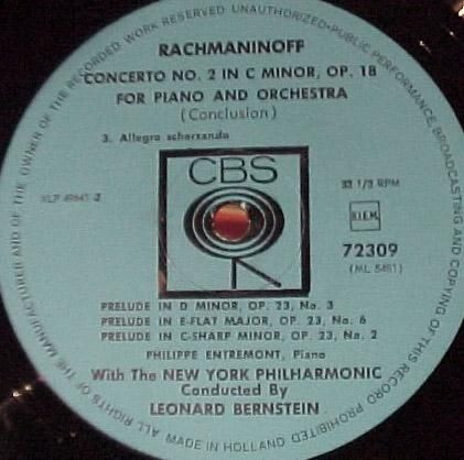 Cover zu Sergei Vasilyevich Rachmaninoff, Philippe Entremont - Leonard Bernstein and the New York Philharmonic - Piano Concerto No.2 | Vinyl | Classical | Netherlands Schallplatten Ankauf