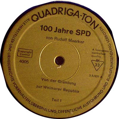 Cover zu Rudolf Maerker - 100 Jahre SPD (Ein Jahrhundert Deutscher Geschichte 1863 Bis 1963) | 1963 | Vinyl | Non-Music, Stage & Screen | Germany Schallplatten Ankauf