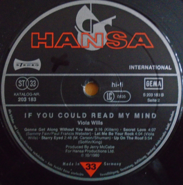Cover zu Viola Wills - If You Could Read My Mind | 1980 | Vinyl | Electronic, Funk / Soul | Germany